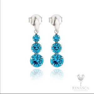 Authentic Swarovski crystals 3 pingente in one earrings White Rhodium plated